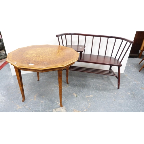 307 - Italian-style octagonal coffee table and a hall seat.  (2)