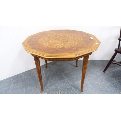 307 - Italian-style octagonal coffee table and a hall seat.  (2)