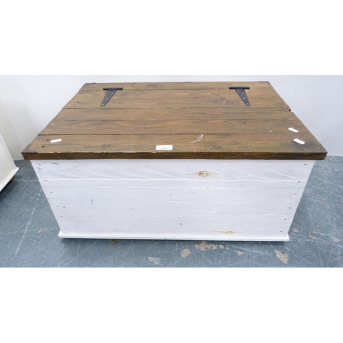 308 - Painted blanket box and a painted ship's-style storage chest.  (2)