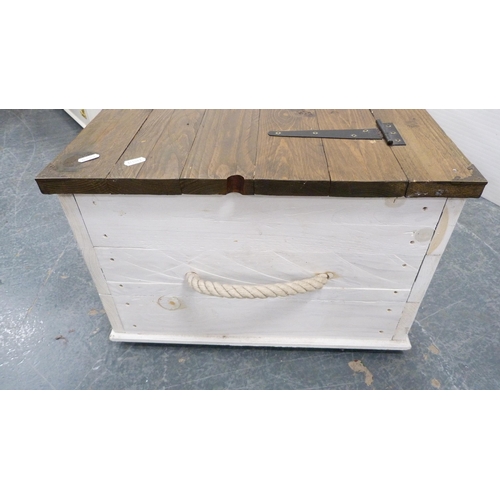 308 - Painted blanket box and a painted ship's-style storage chest.  (2)