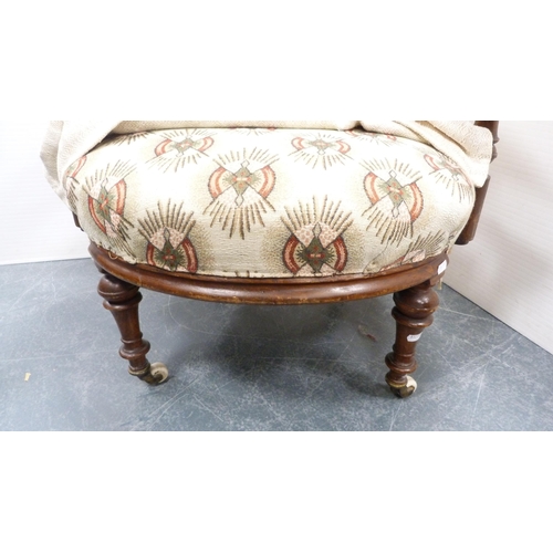 314 - Victorian mahogany open drawing room armchair with later upholstery, plant stand and a reeded mahoga... 