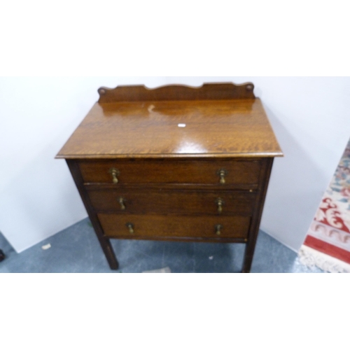 315 - 19th century mahogany shield-shaped dressing mirror, mahogany folding towel rail and a vintage oak c... 