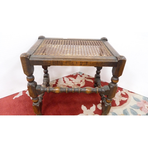 317 - Three assorted stools to include a Victorian mahogany stool with needlepoint top, bergère sto... 