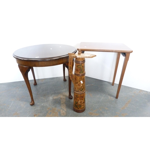 324 - Coffee table, occasional table and a penwork jug.  (3)