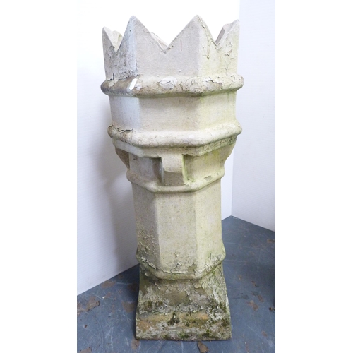 325 - Two castellated chimney pot planters.