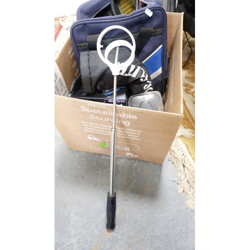 327 - Set of Ping golf clubs contained in a Ping bag, on an electric buggy, also other golf clubs, shoes a... 