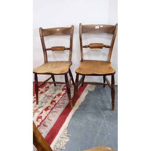 331 - Four assorted antique pine farmhouse chairs.  (4)