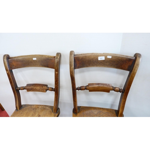 331 - Four assorted antique pine farmhouse chairs.  (4)