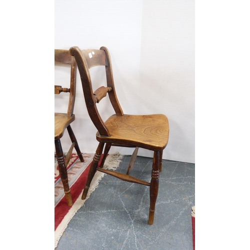 331 - Four assorted antique pine farmhouse chairs.  (4)