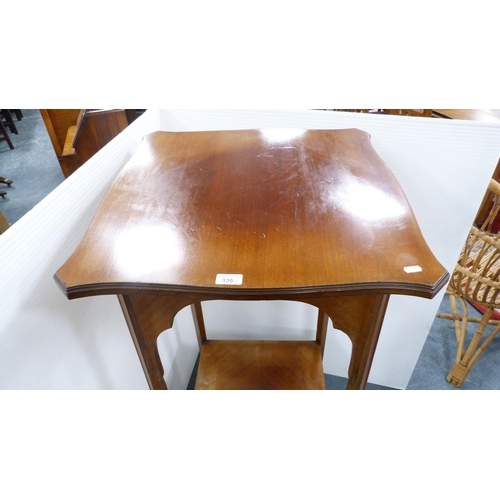 336 - Tall two-tier mahogany occasional table with undertier, and a contemporary hall table.  (2)