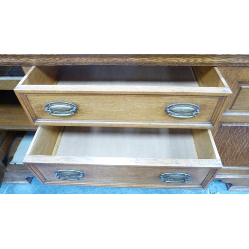 337 - Edwardian oak sideboard with cellarette drawer and assorted drawers and cupboards.