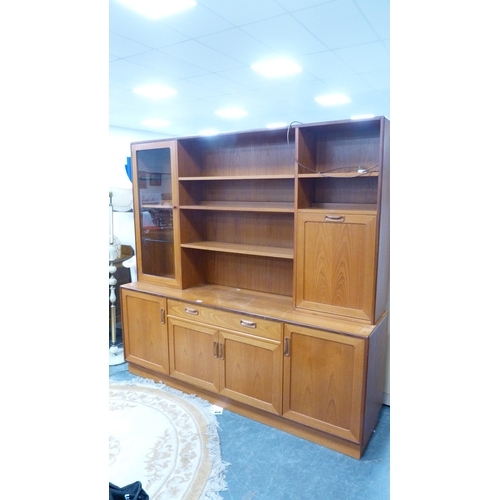 340 - G Plan teak wall display cabinet, label to the interior.