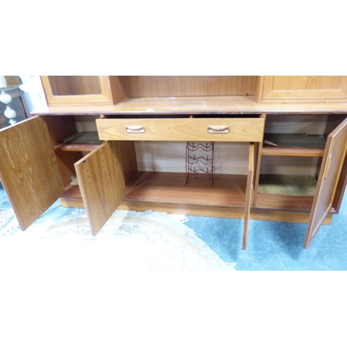 340 - G Plan teak wall display cabinet, label to the interior.