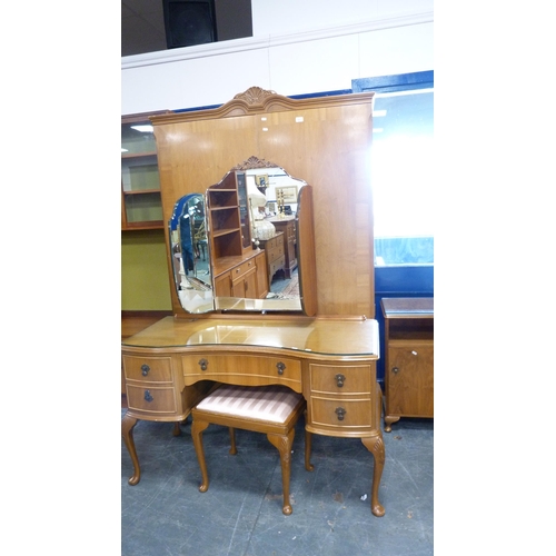 341 - Bleached walnut six-piece bedroom suite comprising a two-door wardrobe, dressing table, bedside cabi... 