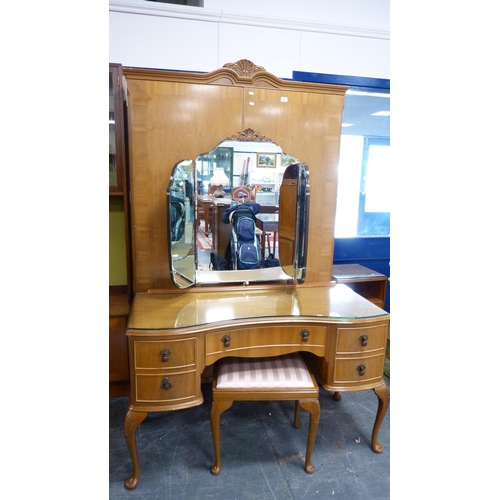 341 - Bleached walnut six-piece bedroom suite comprising a two-door wardrobe, dressing table, bedside cabi... 