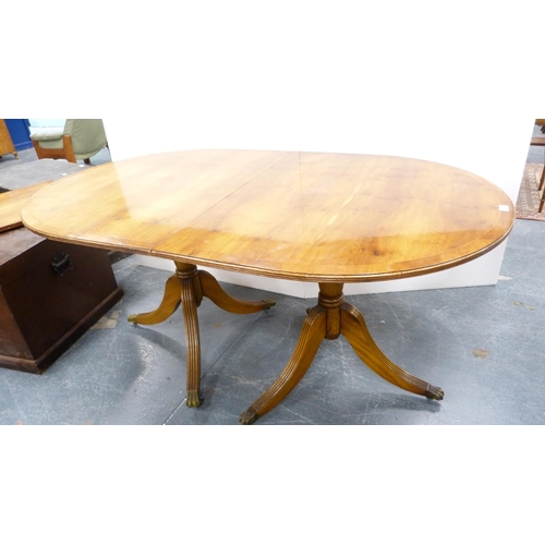 346 - Modern yew wood dining table with additional leaf and a modern yew wood serpentine sideboard.  (2)