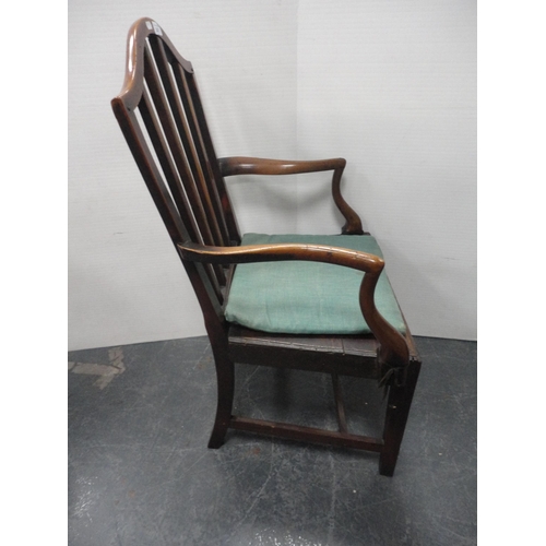 347 - Two antique mahogany Hepplewhite-style shield-back dining chairs, one with a wheatsheaf motif, and a... 