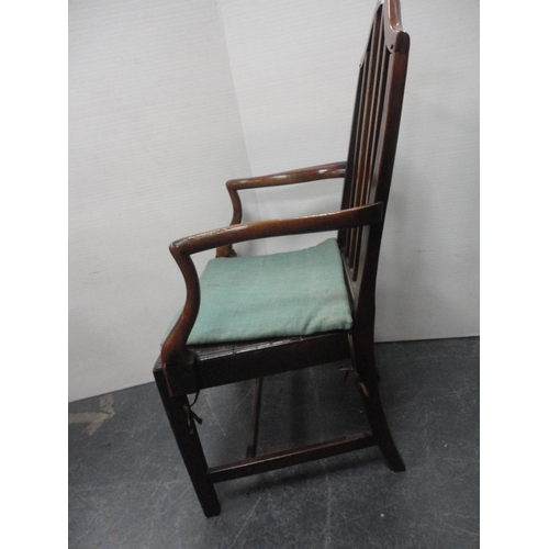 347 - Two antique mahogany Hepplewhite-style shield-back dining chairs, one with a wheatsheaf motif, and a... 