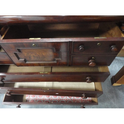 348 - 19th century Scottish mahogany chest of drawers with deep drawer flanked by short drawers above thre... 