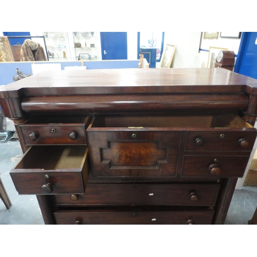 348 - 19th century Scottish mahogany chest of drawers with deep drawer flanked by short drawers above thre... 