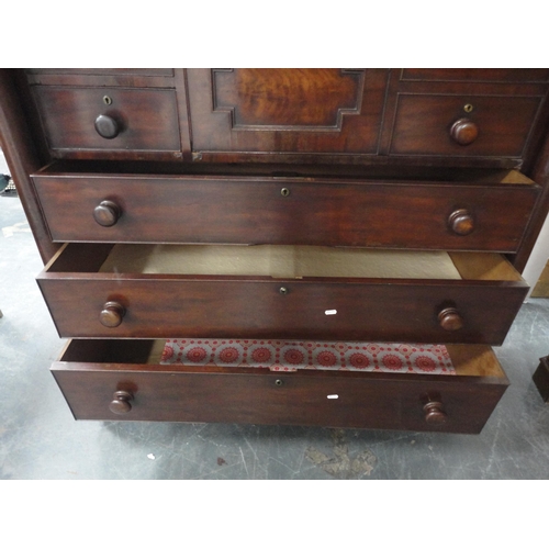 348 - 19th century Scottish mahogany chest of drawers with deep drawer flanked by short drawers above thre... 