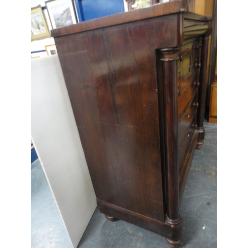 348 - 19th century Scottish mahogany chest of drawers with deep drawer flanked by short drawers above thre... 