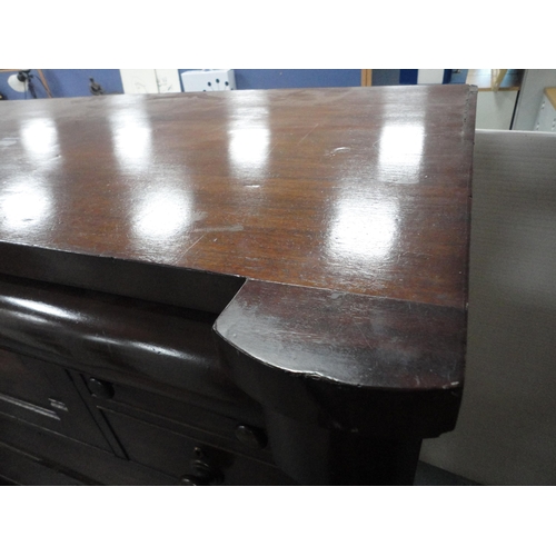 348 - 19th century Scottish mahogany chest of drawers with deep drawer flanked by short drawers above thre... 