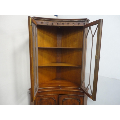 349 - Reproduction concave glazed corner cabinet.