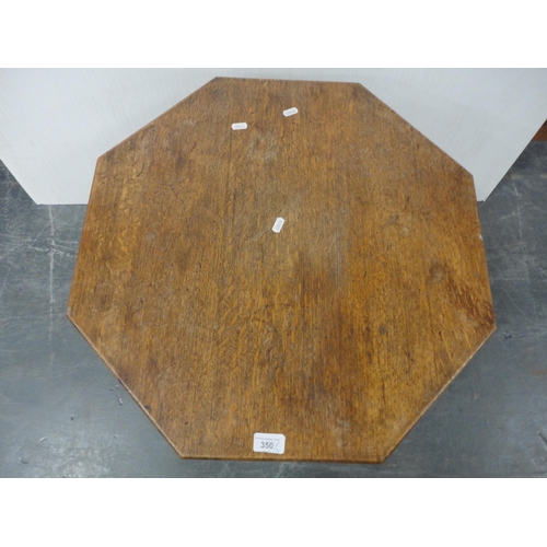 350 - Oak octagonal coffee table, a modern floor lamp with shade and an additional shade.