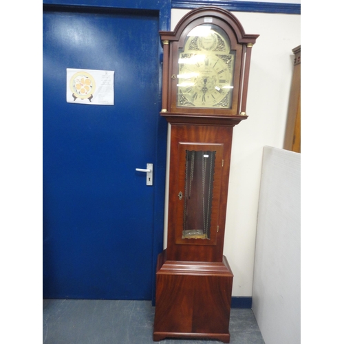 351 - Reproduction grandmother clock, the dial marked Tempus Fugit and retailed by EJ Goodfellow of Wadebr... 