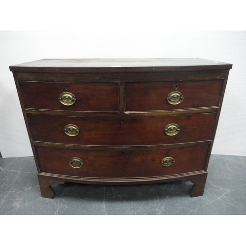 353 - Late 19th century bowfront mahogany chest of two short and two long drawers.