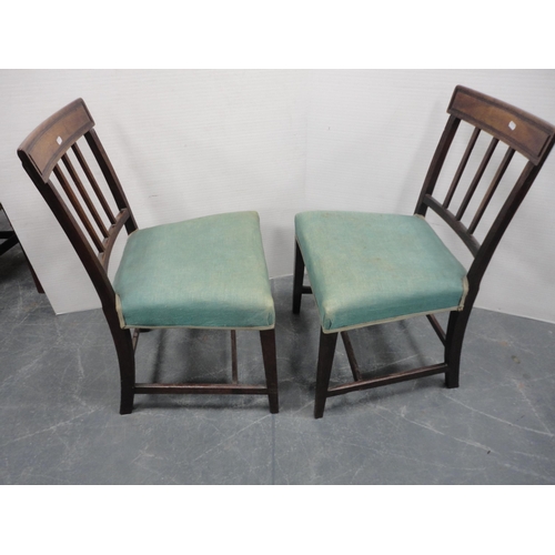 354 - Five matching 19th century mahogany bar-back dining chairs with stuff-over seats.