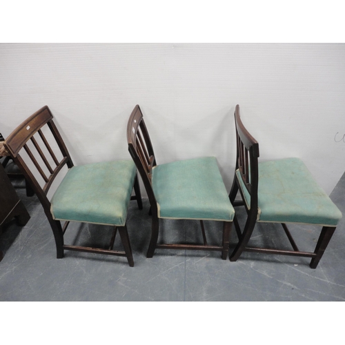 354 - Five matching 19th century mahogany bar-back dining chairs with stuff-over seats.