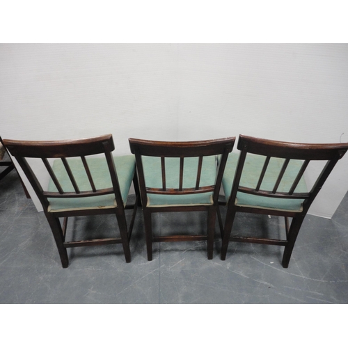 354 - Five matching 19th century mahogany bar-back dining chairs with stuff-over seats.