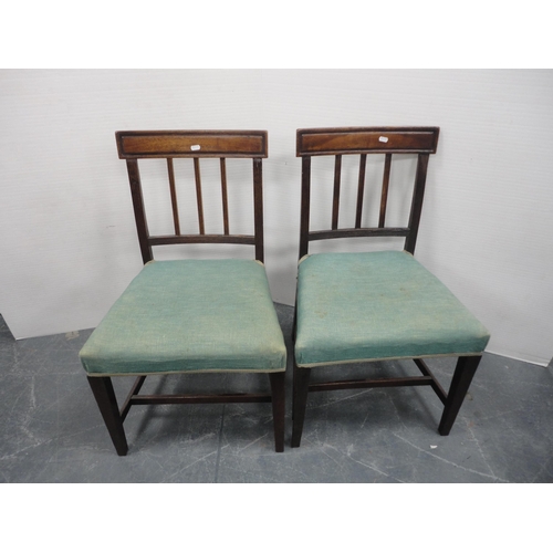 354 - Five matching 19th century mahogany bar-back dining chairs with stuff-over seats.