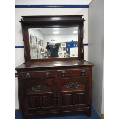 356 - Arts & Crafts-style mahogany mirror-back sideboard.