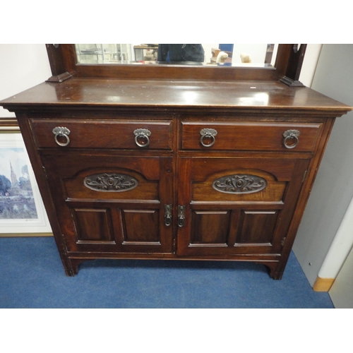 356 - Arts & Crafts-style mahogany mirror-back sideboard.