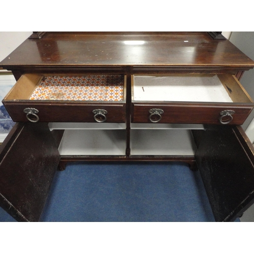 356 - Arts & Crafts-style mahogany mirror-back sideboard.