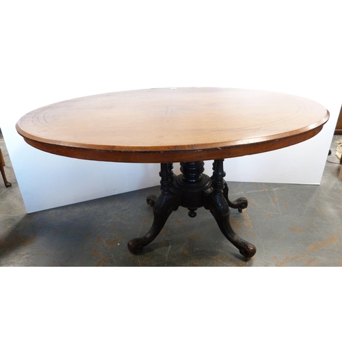 366 - Victorian walnut breakfast table.