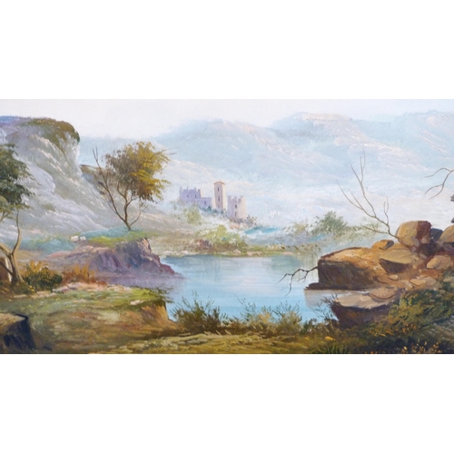 4 - RavelContinental river and landscape sceneSigned, oil on canvas, 59.5cm x 118.5cm.... 