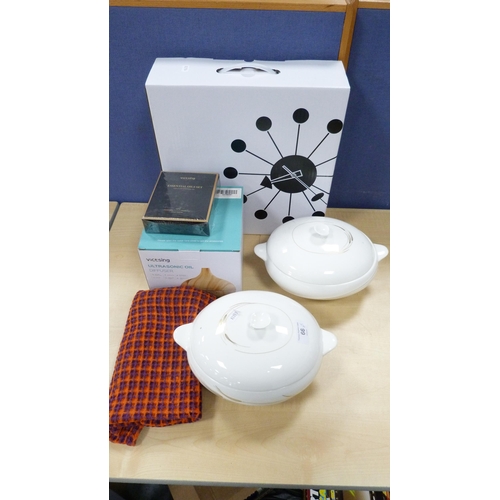 66 - Two Wedgwood 'Serenity' pattern tureens, boxed ultrasonic oil diffuser, essential oils set, modern c... 