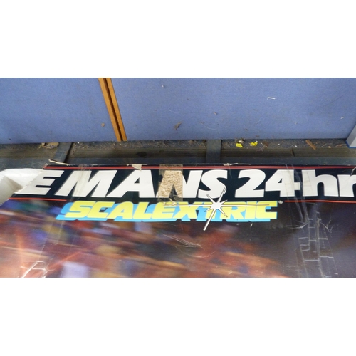 69 - Scalextric Le Mans set, assorted cars, accessories, model racing cars.