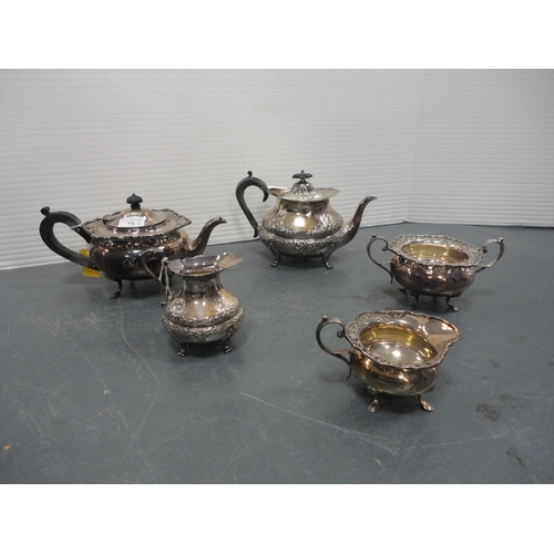 75 - EP and plated wares to include a three-piece tea set, teapot and matching cream jug, tankard, servin... 