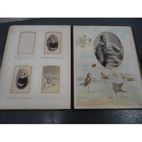 79 - Two Edwardian tooled photograph albums and contents.