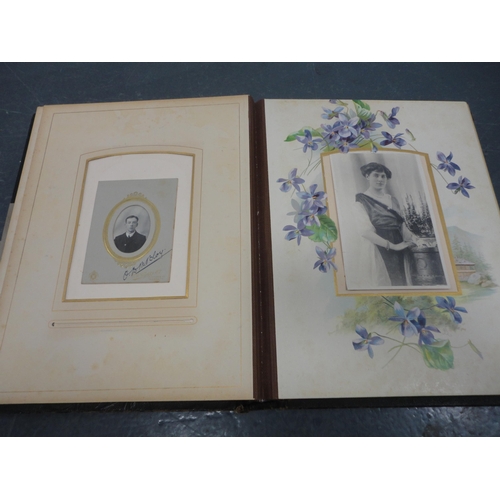 80 - Three Edwardian tooled photograph albums and contents.