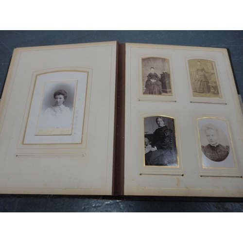 80 - Three Edwardian tooled photograph albums and contents.