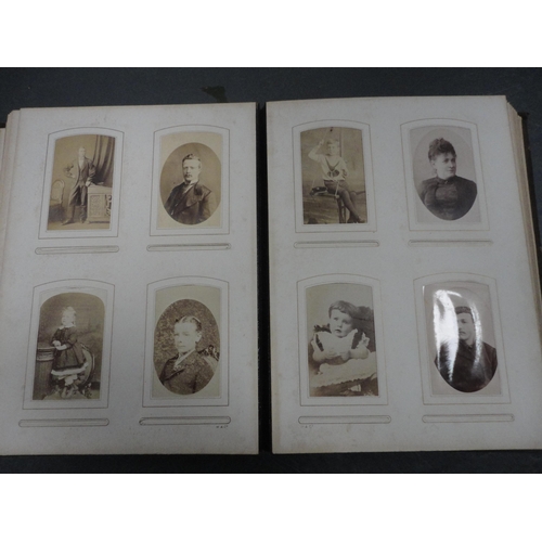 80 - Three Edwardian tooled photograph albums and contents.