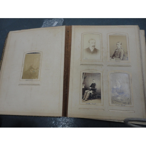 80 - Three Edwardian tooled photograph albums and contents.