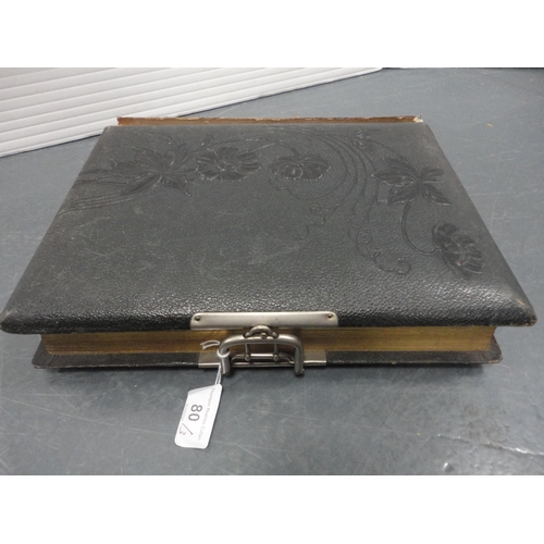 80 - Three Edwardian tooled photograph albums and contents.