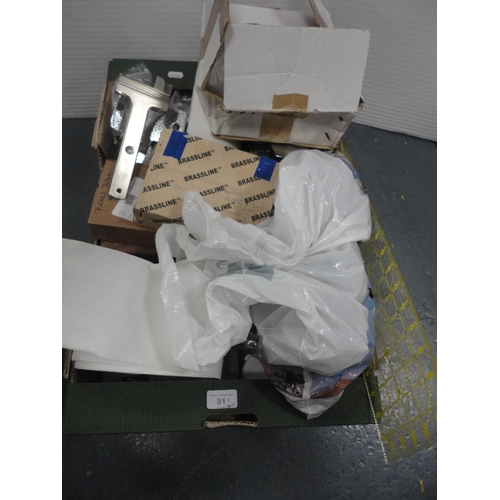 81 - Two cartons containing stationery, ironmongery and accessories.